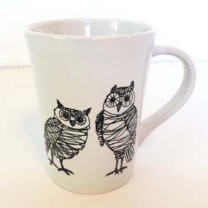 Owl Coffee Mug Black White Stoneware